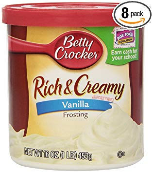 Betty Crocker Rich & Creamy Frosting, Vanilla, 16 oz Canister (Pack of 8)