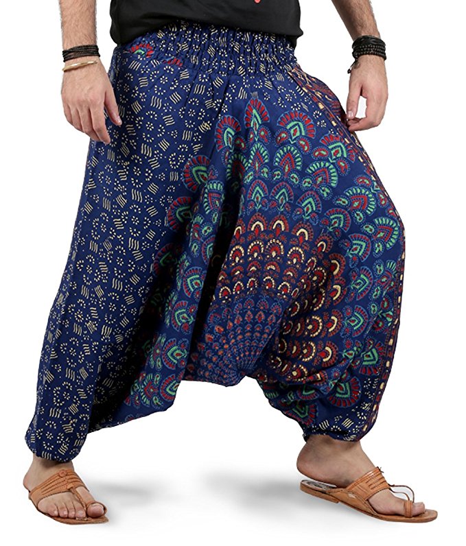 THS Mens Womens Yoga Wide Leg Boho Hippie Comfy Harem Pants - Mandala Style