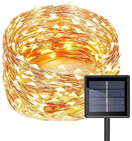 Bolansi Solar Outdoor String Lights,Indoor String Lights Copper Wire 100 LED Starry Light Waterproof for Christmas Wedding/Party/Outdoors Decor 39feet (Warm White 200led)