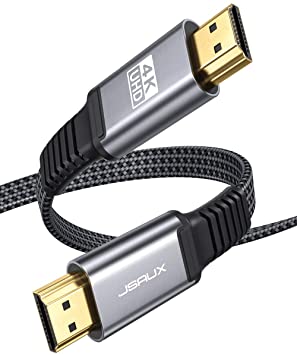 JSAUX 4K HDMI Cable, [10ft/3M] Flat Slim HDMI 2.0 Cable Ultral High Speed 18Gbps Cord Support 3D, Video 4K@60Hz, 2160P, HD 1080P, Ethernet Compatible with Fire TV, Apple TV, Playstation PS4 PS3-Grey