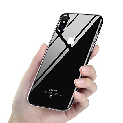 iPhone X Case, Thinnest Crystal Clear Slim TPU Cover with Scratch-resistant Finish, Thin Fit Flexible Shell for Apple iPhone X/10 (Transparent)