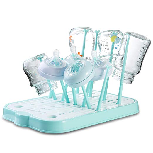 Baby Bottle Drying Rack，Countertop Drying Rack for Bottles, Teats, Cups, Pump Parts and Accessories (Blue)