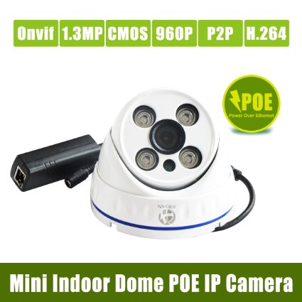 JOOAN 737NRC-T-P IP Security Camera HD 960P Dome Indoor POE(Power Over Ethernet) With 4 Array IR LEDs 50ft Night Vision For Home Surveillance