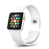 Apple Watch Band MoKo Soft Silicone Replacement Sport Band for 38mm Apple Watch Models WHITE 3 Pieces of Bands Included for 2 Lengths Not Fit 42mm version 2015