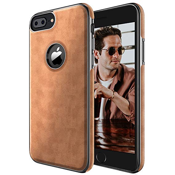 MIRACASE iPhone 7 Plus Case Leather iPhone 7  Covers Luxury Shells Ultra Slim & Thin Sleeves Soft TPU Bumper Anti-Slip Scratch Resistant Shockproof Men, Brown