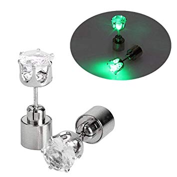 IC ICLOVER Led Earring, Halloween Cool Shiny Glowing Led Lighting Stud Earring for Christmas Thankgiving Gift-Green