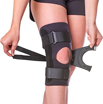 BraceAbility J Patella Knee Brace - Lateral Patellar Stabilizer with Medial and J-LAT Support Straps for Dislocation, Subluxation, Patellofemoral Pain, Left or Right Kneecap Tracking (Medium)