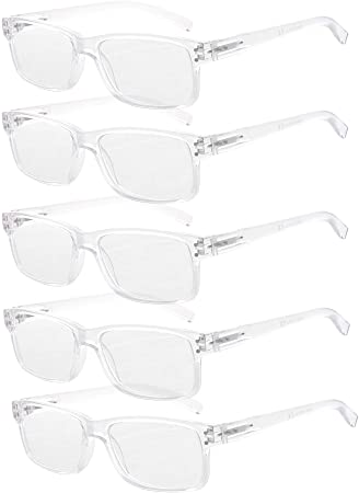Eyekepper Mens Vintage Reading Glasses-5 Pack Clear Frame Glasses for Men Reading, 1.75 Reader Eyeglasses Women