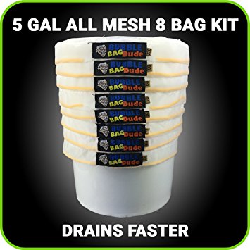 BUBBLEBAGDUDE All Mesh 5 Gallon 8 Bag Herbal Hash Ice Extractor Kit - Comes with Pressing Screen and Storage Bag
