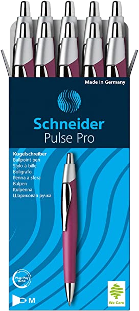 Schneider Slider Pulse Pro Ballpoint Pen, Boysenberry Barrel, Black Ink, Box of 10 (132208)