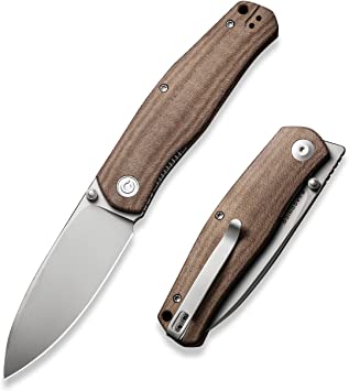 CIVIVI Sokoke Folding Knife, Ray Laconico Pocket Knife for EDC, 3.35" 14C28N Steel Blade Linen Micarta Handle Thumb Stud Opener Front Flipper Utility Knife C22007-3