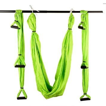DAS Leben Yoga Trapeze - Flying Hammock - Yoga Swing/Sling/Inversion Tool Pilates Yoga Fitness (Light Green)