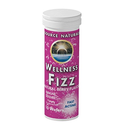 Source Naturals Wellness Fizz, Natural Berry Flavor, 10 Wafers