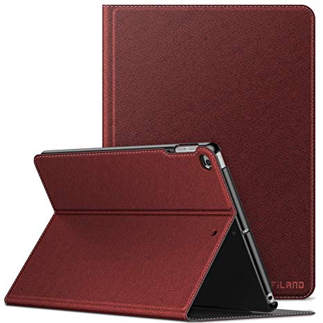 INFILAND iPad air 2 Cases, iPad Case 9.7 inch 2018, iPad air Case, iPad 9.7 inch Case, iPad 6th Generation Case, Multi-angle Front Support Case compatible with Auto Sleep/Wake Function,Red Wine
