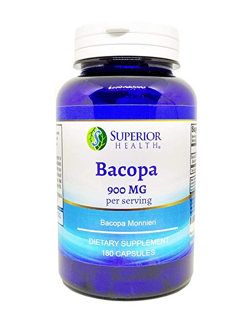Bacopa Monnieri Capsules Supports Memory and Brain Function 900mg, 180 Capsules
