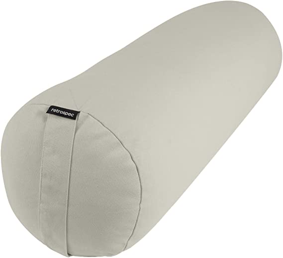 Retrospec Sequoia Yoga Bolster Pillow - Meditation Cushion for Yoga Practices - Includes Machine Washable 100% Cotton Cover & Durable Carry Handle; Round, Oatmeal