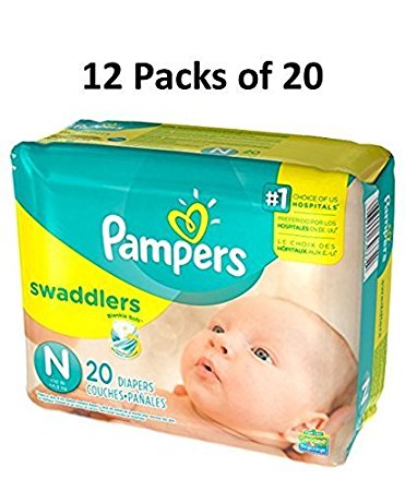 Pampers Size Newborn Swaddlers Diapers, 240 Count (Case)