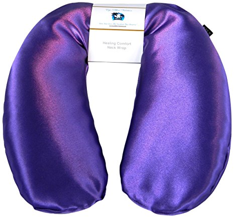 Neck Pain Relief Pillow - Hot / Cold Therapeutic Herbal Pillow For Shoulder & Neck Pain, Stress & Migraine Relief (Royal Purple - Silky Satin)