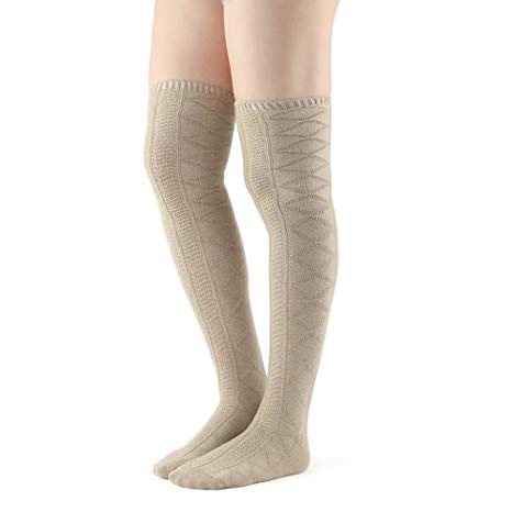 Womens Over Knee High Knit Boot Socks,Girls Warm Cozy Leg Warmers Stockings