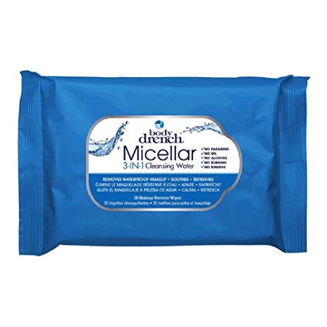 Body Drench Micellar 3-In-1 Cleansing Water Wipes – Removes Waterproof Makeup, 30 pcs
