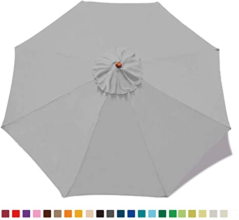 ABCCANOPY 9ft Outdoor Umbrella Replacement Top Patio Umbrella Market Umbrella Replacement Canopy with 8 Ribs(Gray)