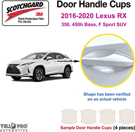 YelloPro Custom Fit Door Handle Cup 3M Scotchgard Anti Scratch Clear Bra Paint Protector Film Cover Self Healing PPF Guard Kit for 2016 2017 2018 2019 2020 Lexus RX 350, 450h Base, F Sport SUV
