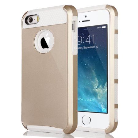 iPhone 5S Case, ULAK iPhone SE Case Dual Layer Hybrid Hard PC   TPU Protective Case Cover for Apple iPhone 5/5S/SE (Champagne Gold   White)