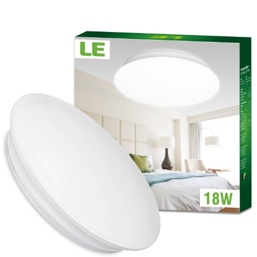 LE 18W 14-Inch Daylight White LED Ceiling Lights, 120W Incandescent (40W Fluorescent) Bulb Equivalent, 1450lm, 6000K, Ceiling Light Fixture, Ceiling Lighting, Flush Mount Light for Living Room