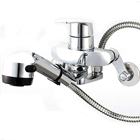 Kitchen Faucet Taps Chrome Pull Out Wall Mount Sink Faucet 2-function C-5