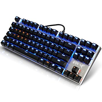 Mechanical Keyboard, Blue Switch USB Wired Topop Gaming Keyboard 87Keys Anti-ghosting with Illuminated LED Multimedia Backlit Key Cap for Gamers Typists Programmers (silver)