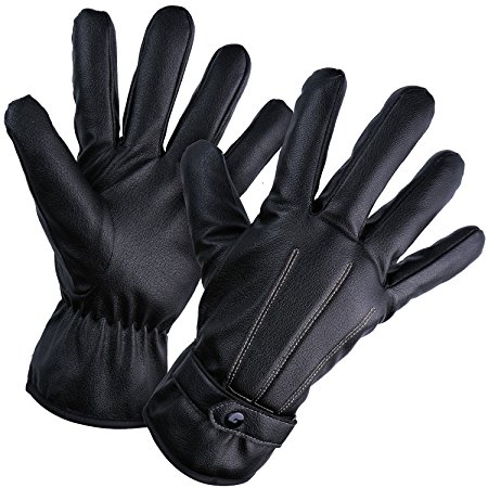 HIG Mens Winter Gloves Touch Screen Windproof Outdoor Cycling Sports Warm Gloves, Fleece Lining (Black 2)