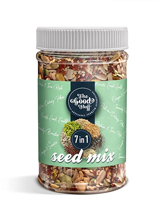 The Good Stuff Seed Mix - 7 in 1 | Premium Superfood Healthy Snacks | Protein, Iron, Dietary Fibre Rich | Roasted, Unsalted | Pack of 1 - 300g