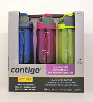 Contigo Auto Seal 3-Pack Water Bottles (Blue, Pink, Green)