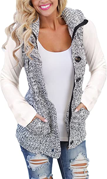 Blibea Womens Long Sleeve Hoodie Cable Knit Cardigans Button Down Sweater Coats