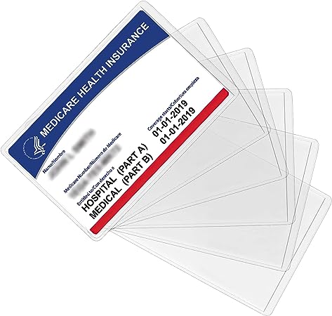 6 Pack New Medicare Card Holder Protector Sleeves, 12Mil Clear PVC Soft Waterproof Medicare Card Protector for New Medicare Card Credit Card Business Card, Heavy Duty Card Sleeves
