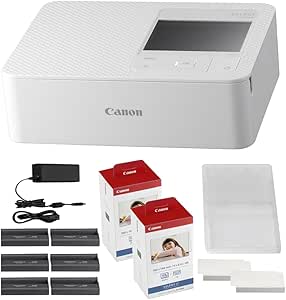 Canon SELPHY CP1500 Compact Photo Printer | White with 2 x KP-108IN Color Ink and Paper Set (3 Items)