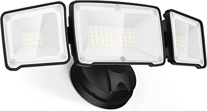 LEPOWER 3500LM LED Flood Light Outdoor, 35W Super Bright Outdoor Flood Light Fixture with 3 Adjustable Head, Switch Controlled LED Security Light, 5500K, ETL Listed, IP65 Waterproof for Garage, Yard