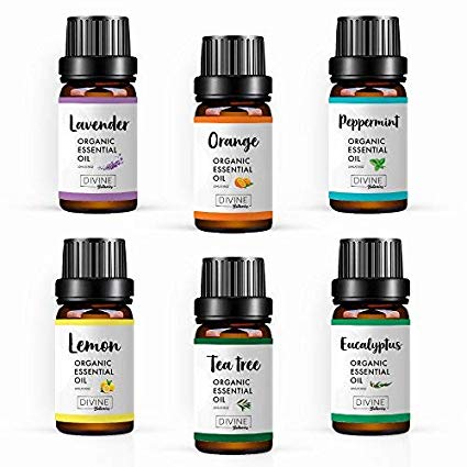 Organic Essential Oils (Set of 6 10 ml) USDA - Natural Therapeutic Stress Relief | Lavender, Peppermint, Tea Tree, Lemon, Orange and Eucalyptus - Holiday and Christmas Gift for Women