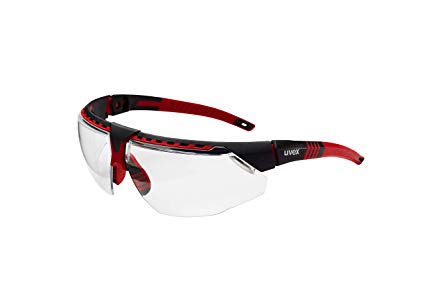 Uvex by Honeywell Avatar Safety Glasses, Red Frame with Clear Lens & Anti-Scratch Hardcoat (S2860)