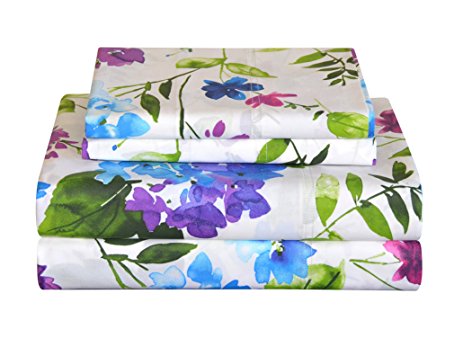 Pointehaven 200 Thread Count Percale Sheet Set, King, Primavera