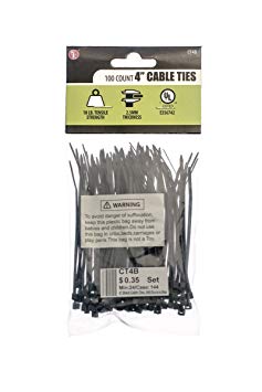 SE CT4B 4” Black Cable Ties with 18-lb. Tensile Strength (100 Count)