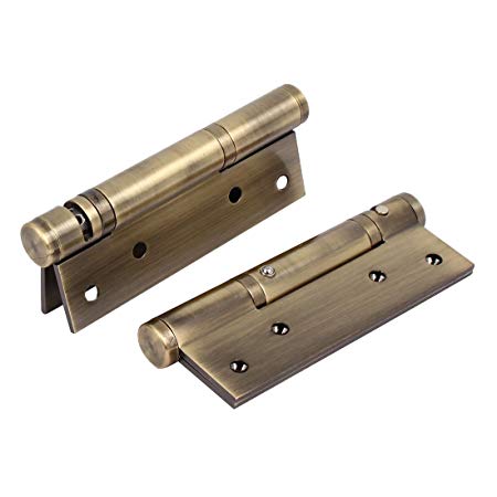 Ranbo Stainless Steel Heavy Duty Spring Loaded Door Butt Hinge,Automatic Closing/Soft Closer/Adjustable Tension/Support Buffer gate 5 X 3 inch Brushed Chrome(1 Pair) Thickness 2.9 mm (Bronze)