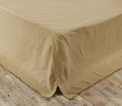 Burlap Natural Fringed Queen Bed Skirt 60x80x16"