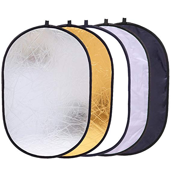 5-in-1 Reflector Photography 35" x 47" Photo Studio Portable Collapsible Oval Large Light Reflectors/Diffuser Accessories Kit with Carrying Case for Outdoor Camera Vedio Lighting
