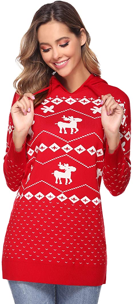 Aibrou Ugly Christmas Sweaters for Women Knitted Pullover Christmas Sweater Jumpers