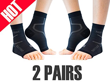 Thirty48 Plantar Fasciitis Compression Socks(1 or 2 Pairs), 20-30 mmHg Foot Compression Sleeves for Ankle/Heel Support, Increase Blood Circulation, Relieve Arch Pain, Reduce Foot Swelling