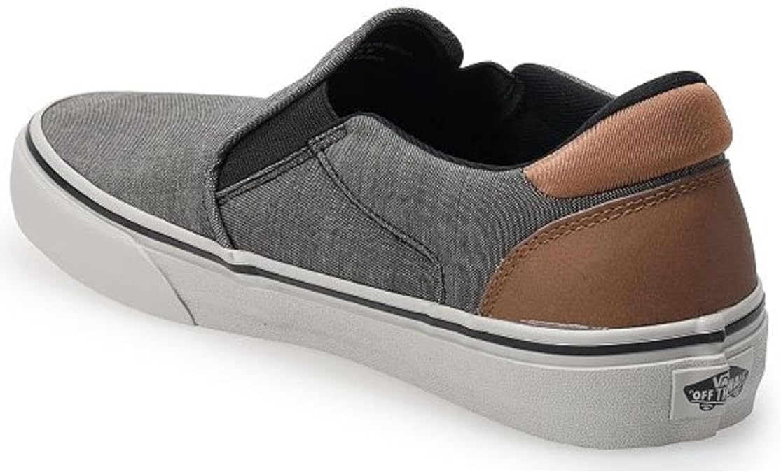 Vans Unisex Asher DX Deluxe Textile - Slip On Low Cut Design Shoes - Black/Grey