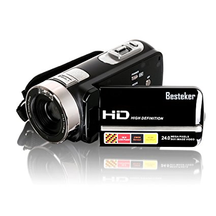Video Camcorder, Besteker Portable HD 1080p IR Night Vision Max. 24.0 MP Enhanced Digital Camera Camcorders DV 3.0 TFT LCD Rotation Touch Screen Video Recorder