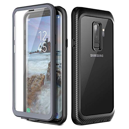 Prologfer Case for Samsung S9 Plus Case 360 Degree Protection Built-in Screen Protector Cover Shockproof Dust-Proof Shell Slim Fit Rugged Clear Bumper Defender Armor Case for Samsung Galaxy S9 Plus