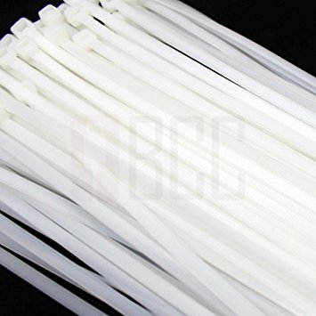BuyCheapCables® 100 Pack 10" Nylon Cable Zip Ties Self Locking 5mm (White/Clear - 50lbs)